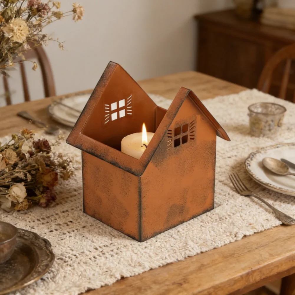 Rustic Flower Pot Holder Metal Candle Holder Decorative Shelf Dual-purpose Sturdy Metal Construction Weather Resistant
