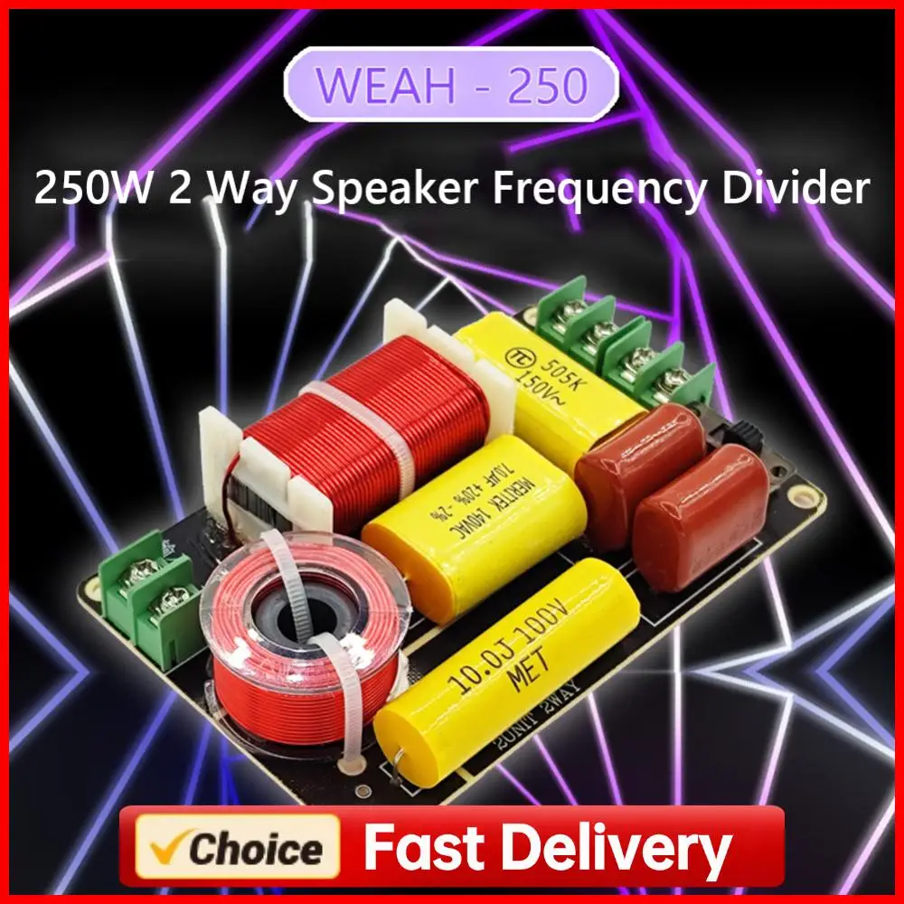 WEAH-250 Divisor de Frecuencia de 2 Vías para Altavoces de 250W, 2750/2800Hz, Filtro Crossover para Tweeter y Bajo, Circuito de Filtro de Audio HiFi