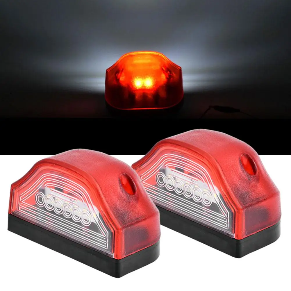 2pcs Car Taillights Truck Universal 6led License Plate Lights Warning License Lights,edge Newest Lights,24v Lights,car V16 D9c5