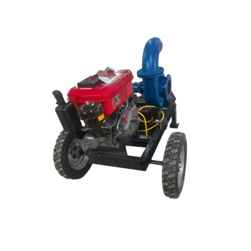 Large flow flood 6 inches 18 horsepower high pressure water pump Mobile diesel agricultural irrigation pump