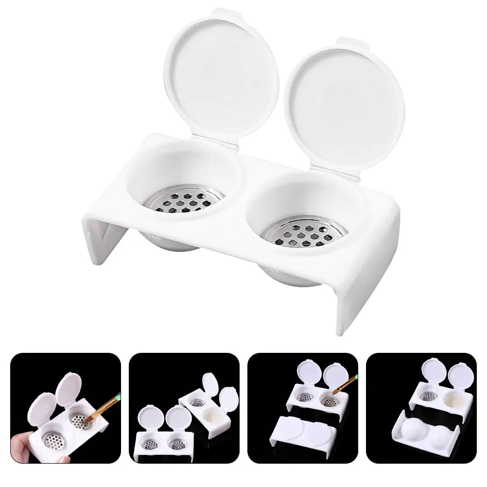 

Dual Hole Dappen Dish With Lid Acrylic Liquid Container Nail Art Soaking Bowl Dual Cup Design Nail Bowl For Monomer Manicure