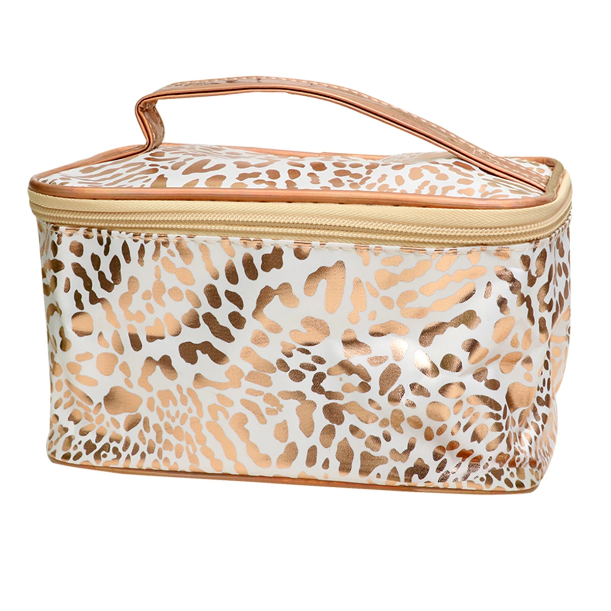 Bolsa con estampado de leopardo para mujer, contenedor de PU de gran capacidad con cremallera, contenedor de maquillaje con cremallera para viaje al aire libre