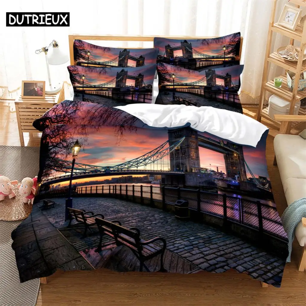 

Bridge 3D Digital Bedding Sets Home Bedclothes Super King Cover Pillowcase Comforter Textiles Bedding Set bed cover set