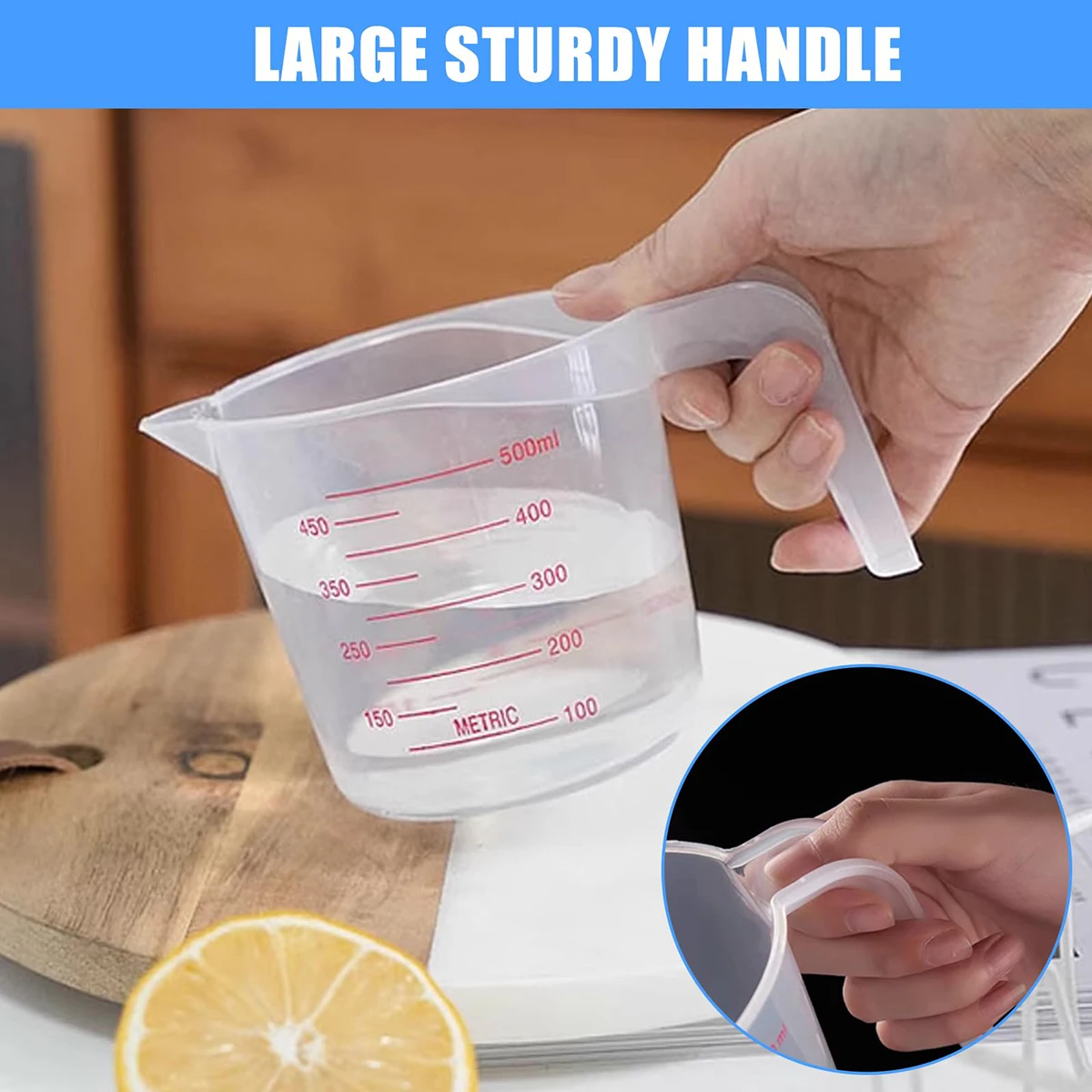 

Plastic Measuring Cup With Graduated Handle 500ml Transparent Measuring Cup Stackable Liquid Container