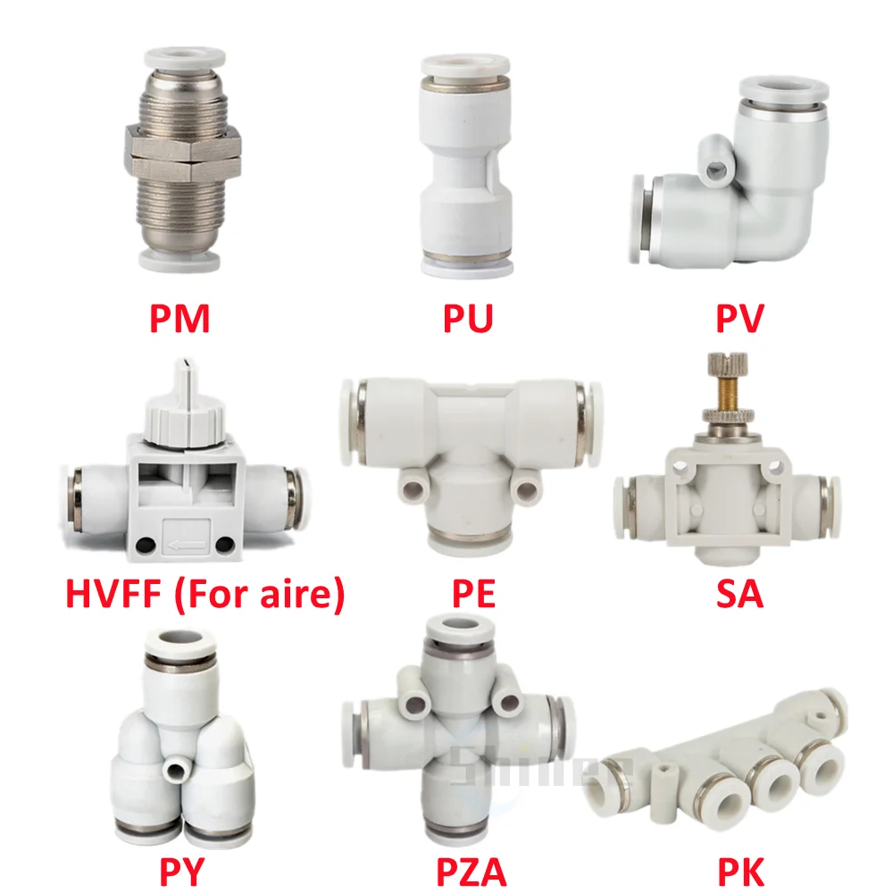 High Quality White Pneumatic Fitting Tube Connector  Water Pipe Push In Hose 4/6/8/10/12/14/16mm PU PY PK PE PV SA PZA PLM SA-B