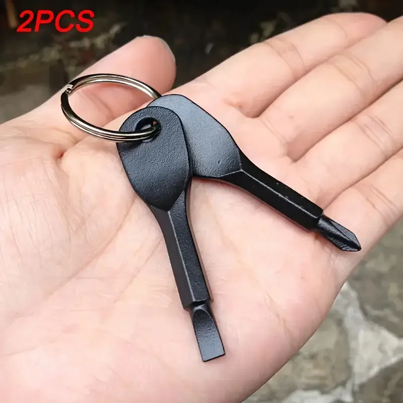 Portable Phillips Flat-head Screwdriver Set Mini Pocket Keychain Key Ring Screw Removal Repair Tool