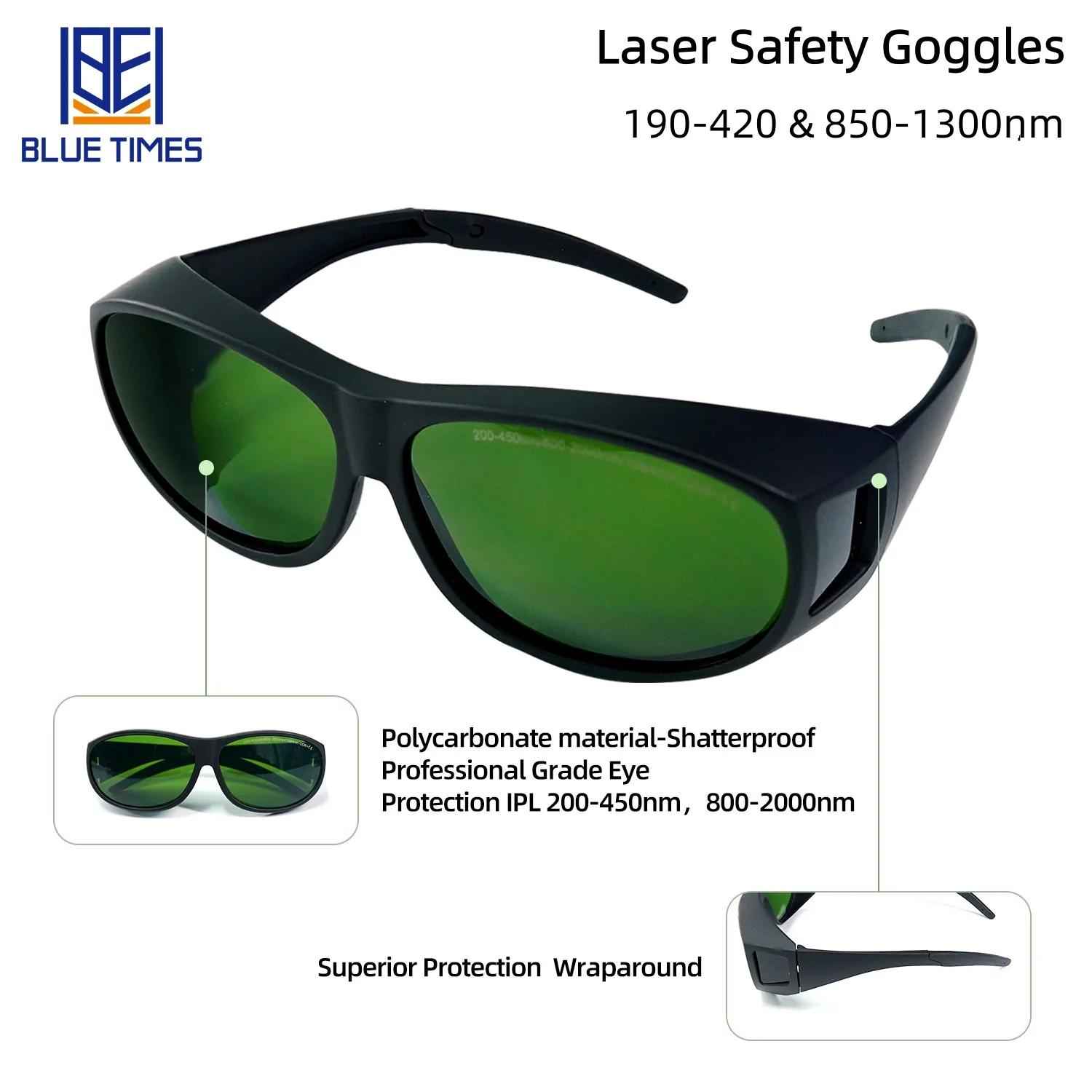 نظارات حماية ليزر عالية الجودة من Bluetimes D OD6 + CE 1064nm نظارات واقية لآلات ألياف الليزر 190-420nm و850-1300nm #4