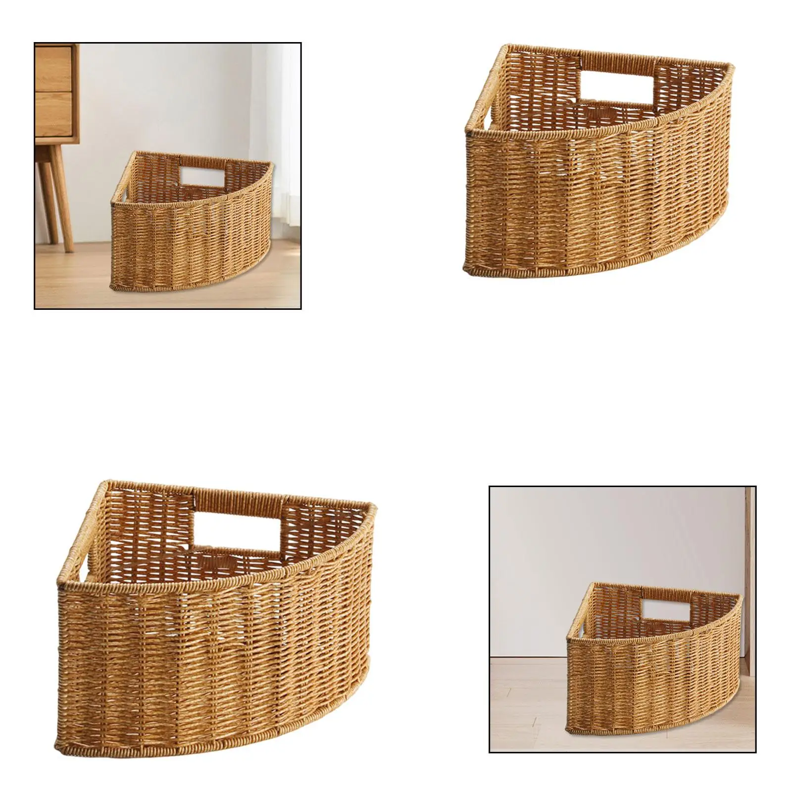 

Угловая корзина для хранения, пластиковый плетеный органайзер с ручкой для ванной, шкафа, прихожей