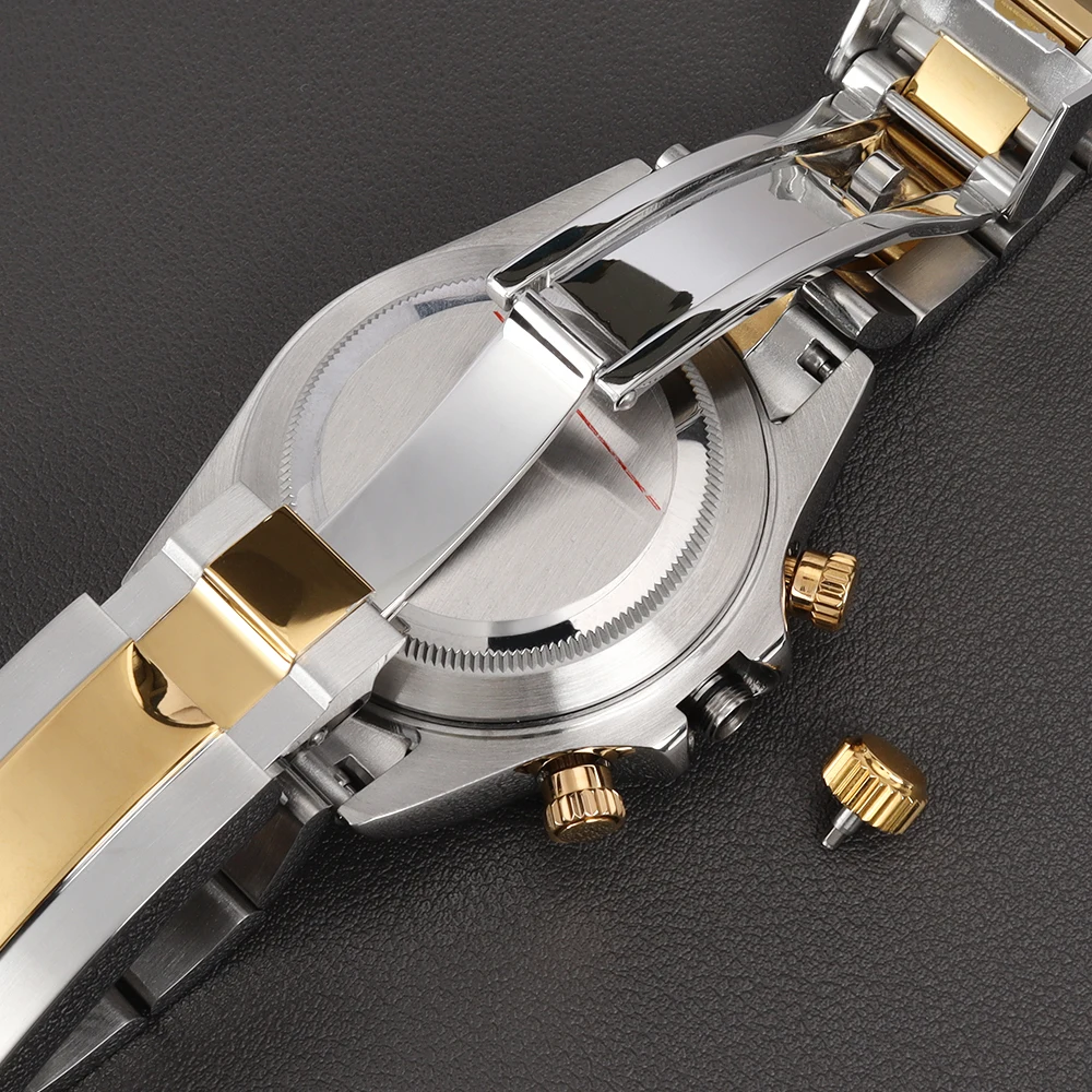 Silbernes 39mm VK63 Uhrengehäuse 20mm Edelstahl-Armband Uhrenzubehör Passend für VK63 VK63A Quarzwerk 29mm Zifferblatt Saphirglas – Detail 13