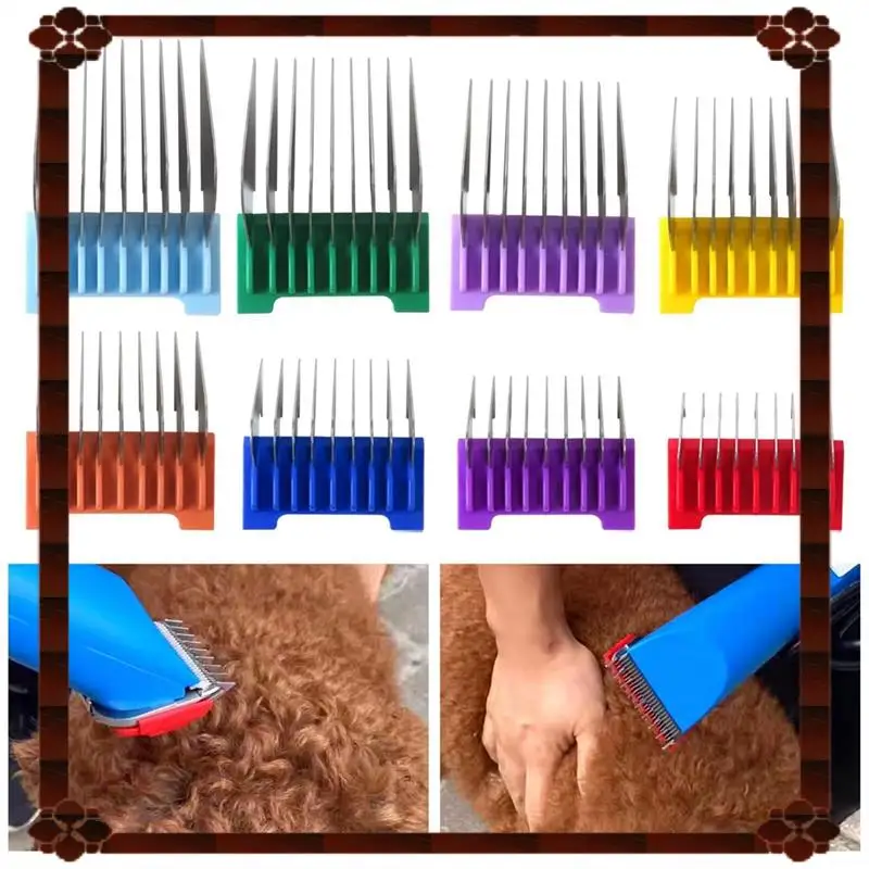 24시간 배송 동물 스테인레스 스틸 8색 헤어 가이드 빗 세트 8색 가이드 빗 세트 절단 길이 3Mm-25Mm