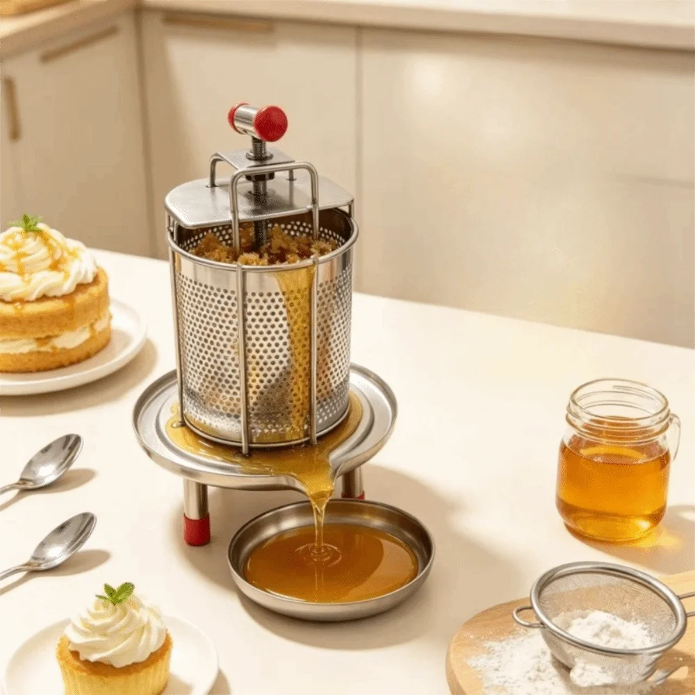 Stainless Steel Vegetable Stuffing Squeezer Hand Press with Filter Bag Manual Juicer Fine Filter Mesh Fruit Extractor Honey