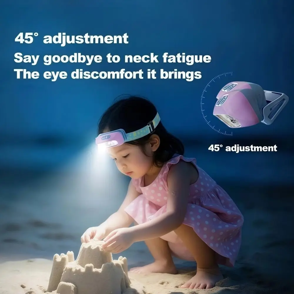 Sensor Kids LED Headlamp Strong Light Rechargeable Head Light Super Bright Lightweight Headband Flashlight