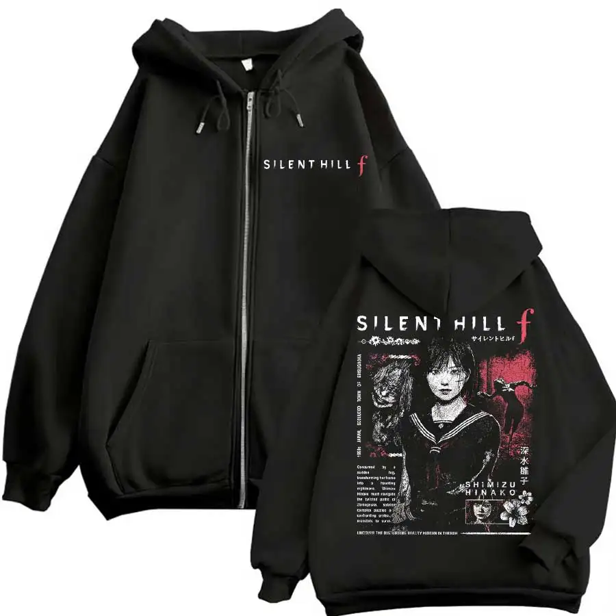 Silent Hill F Reißverschluss-Hoodie Retro Street Style Hoodie Mode Sport Bedruckter Muster-Hoodie Tägliche Streetwear – Detail 3