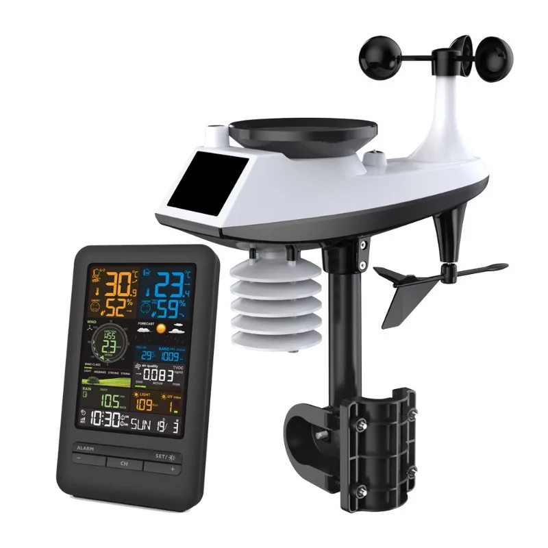 WiFi Weather Station Wind Speed Temperature Humidity Color Screen APP Control Clock