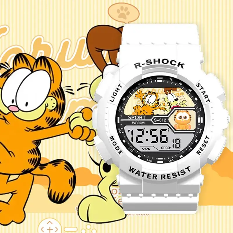

Garfield cartoon cute student watch personality unisex electronic watch with alarm clock can time drop-resistant wholesale