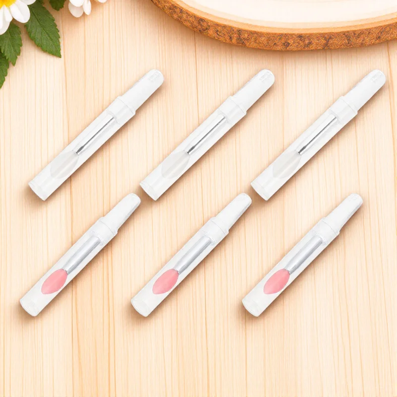 6 pçs silicone batom escova ferramenta aplicador de maquiagem profissional para bálsamo labial e sombra fino acabamento alça antiderrapante