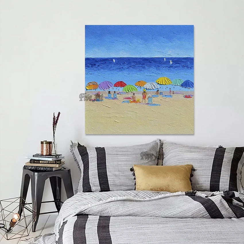 Thick Acrylic, People On The Beach, Abstract Modern Oil Painting, New Arrival, Canvas Art Wholesale, Wall Pictures Decoration