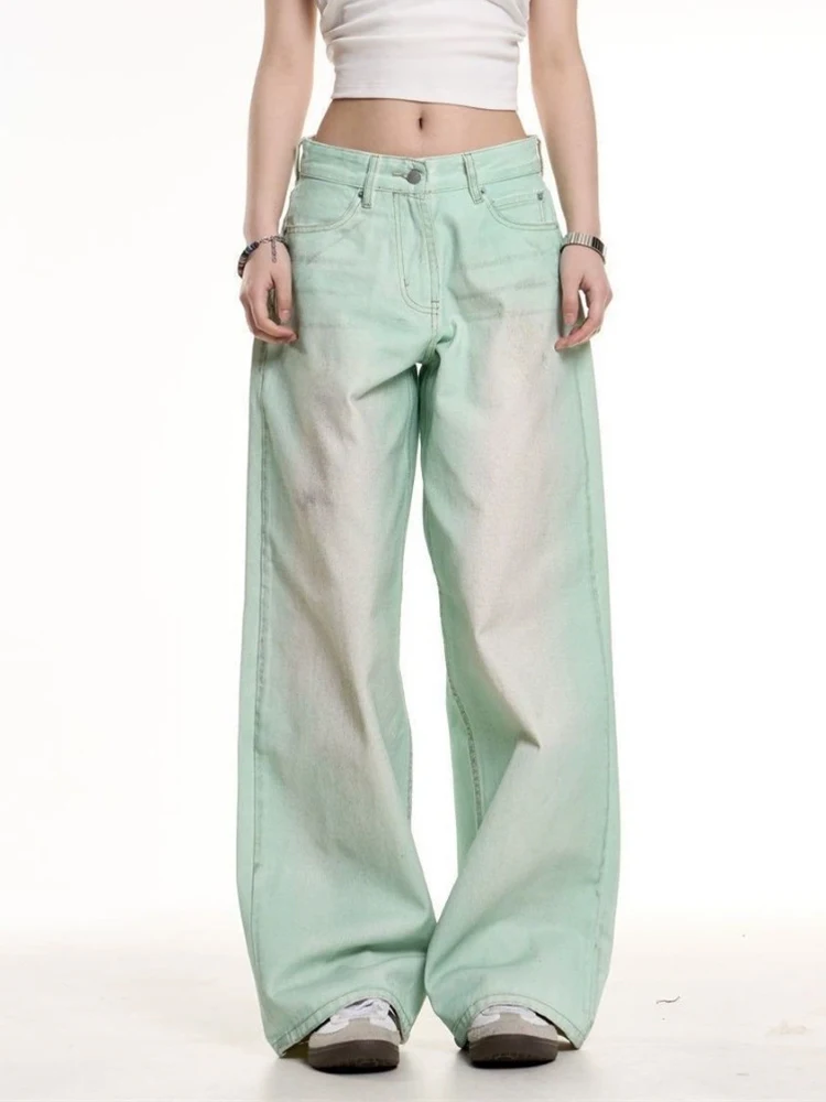 Y2K 한국 여성 청바지 헐렁한 로우 라이즈 Trashy Denim Pants Aesthetic 하라주쿠 펑크 스타일 Summer Chic