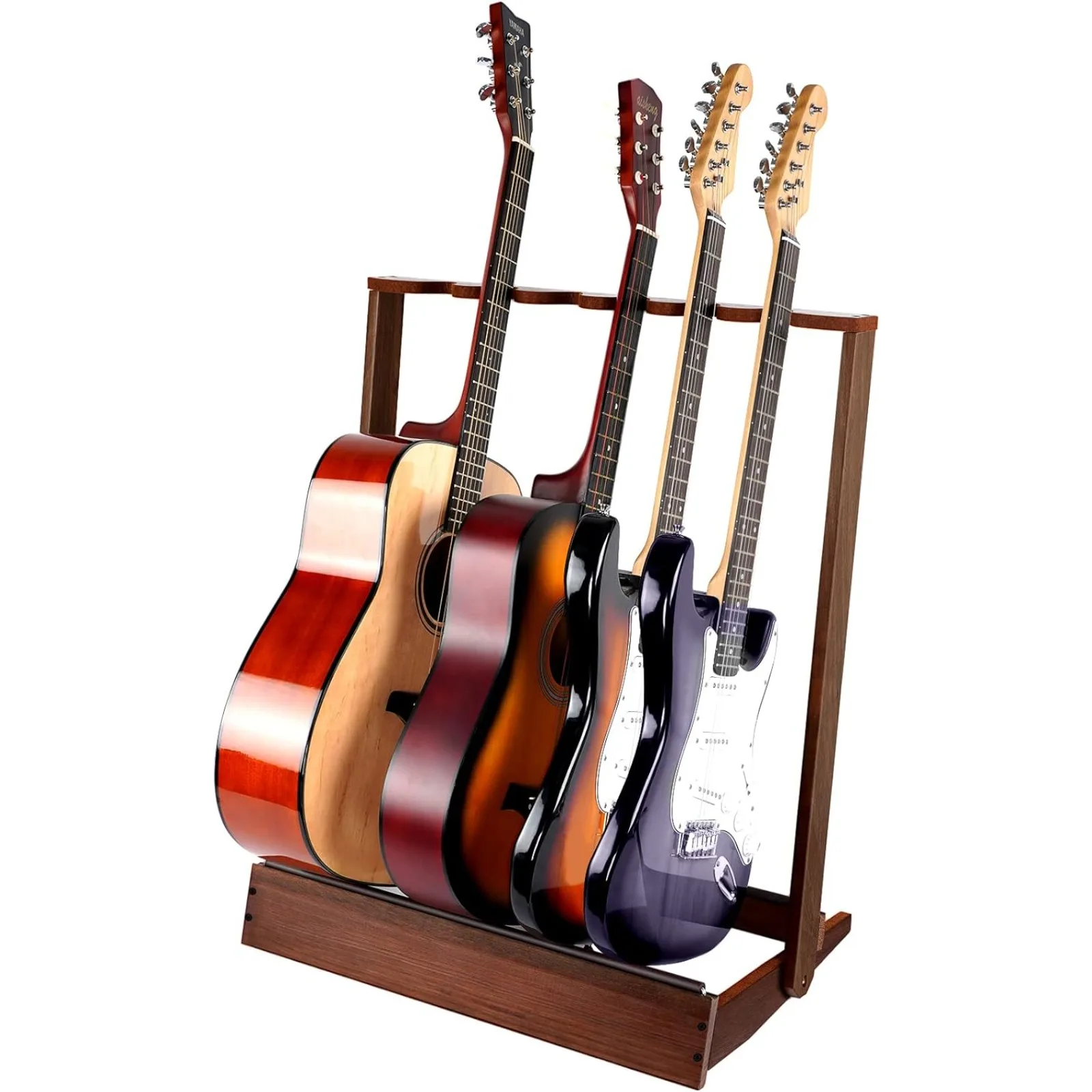 

US Guitar Stand for Multiple Guitars (6 Electric or Bass, or 4 Acoustic Guitars), Wood Guitar Rack for Home, Studio, Guitar