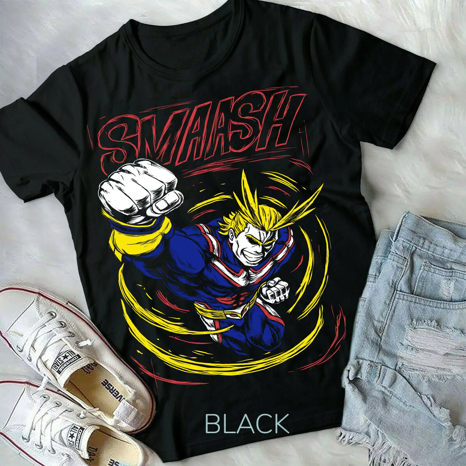 

all might t-shirt,plus ultra,boku no hero academia anime manga black shirt