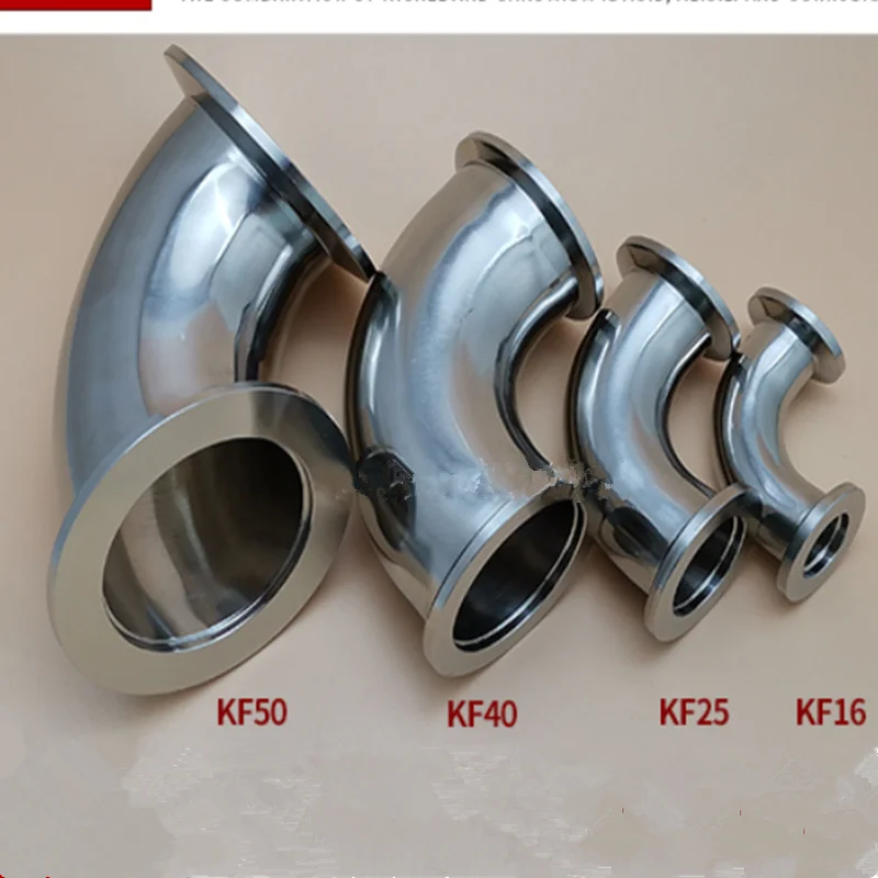 

New Arrival 1PCS KF16 KF25 KF40 KF50 Vacuum Elbow KF Stainless Steel Elbow 90 Degree Flange Elbow