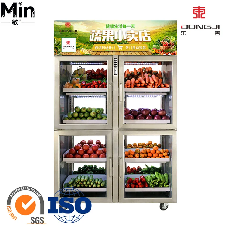 Smart AI Identification Fresh Produce Vending Cabinet Self Service Vending Machine for Unmanned Retail Fruit Vegetable Sales