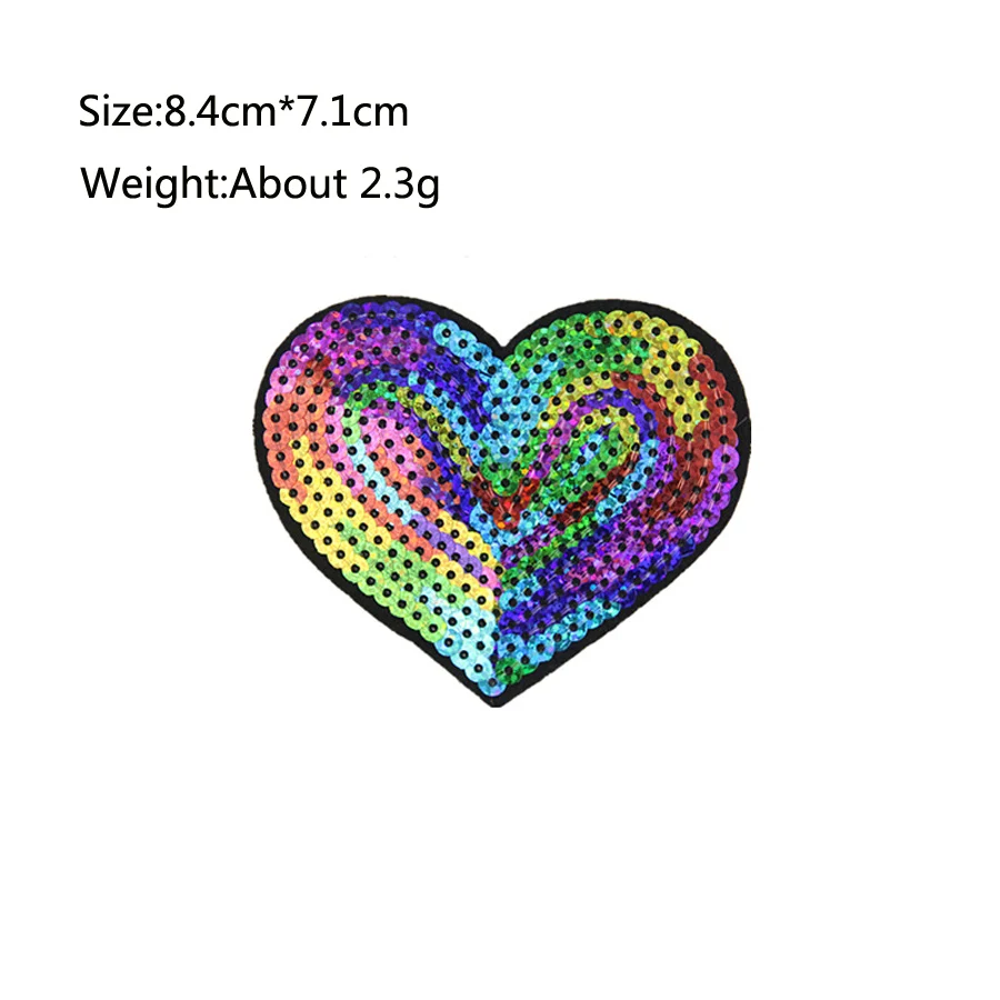 1X Sequin Heart Patches For Clothing Thermoadhesive Iron On Patch DIY Sewing Clothes Dress Applique Badges Stickers Accessories