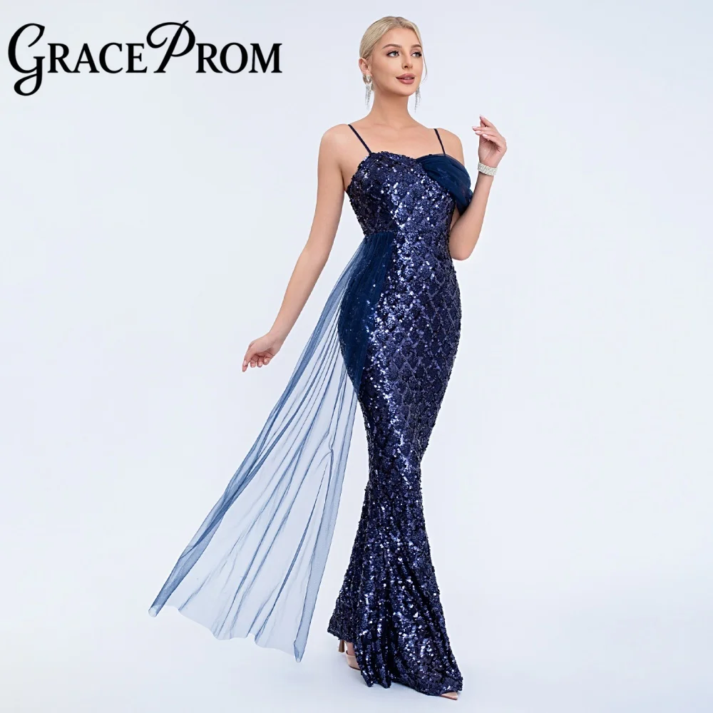 Elegant Strappy Evening Dress 2026 Shining Sequin Party Gown Formal A-Line Floor-Length Party Dresses Customized