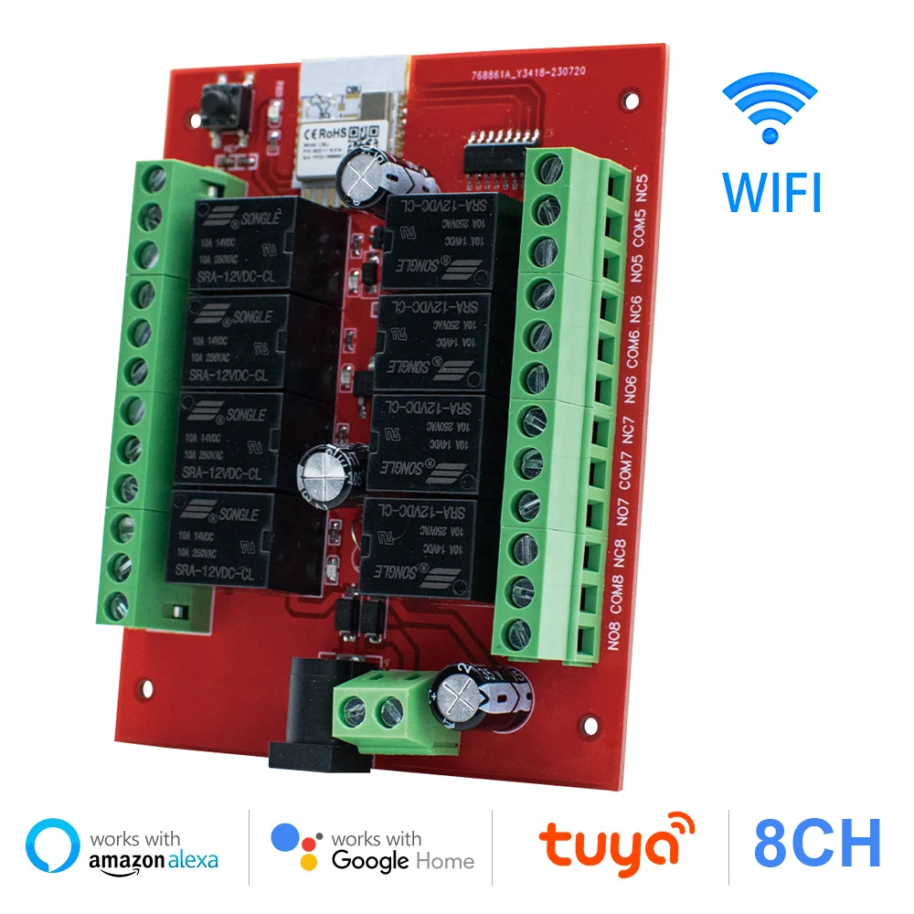 12v 24v 8CH Tuya Wifi Smart Light Switch Relay Module 8 Channel Relay Board Timer Inching Receiver Smart life NO COM NC