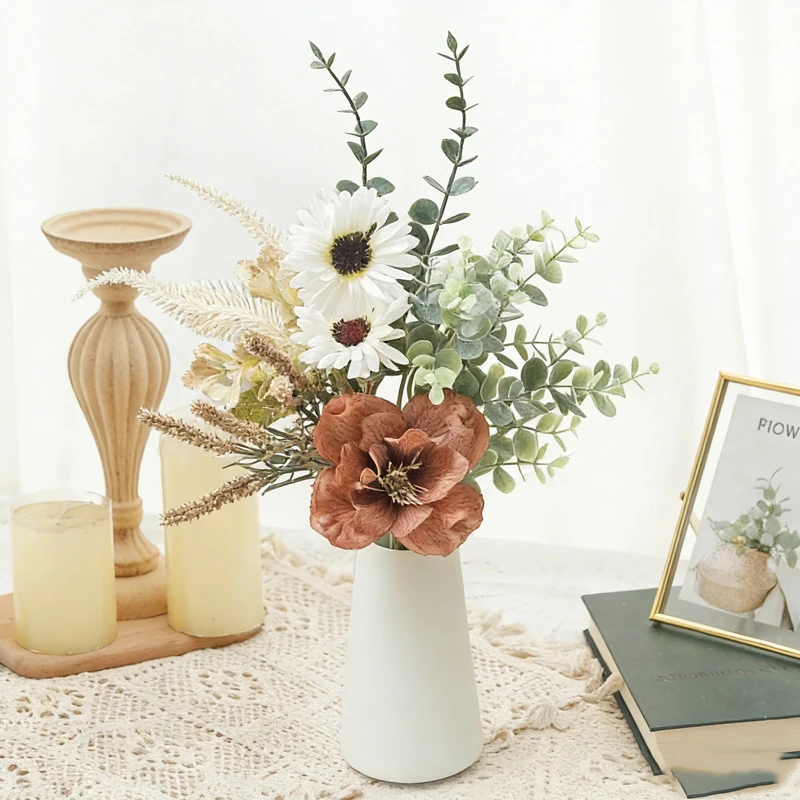 الخشخاش الفاوانيا ديزي الخزامى الأوكالبتوس باقة عيد الميلاد لتقوم بها بنفسك هدية حكيم النبات ديكور الزهور الاصطناعية ديكور المنزل والزفاف