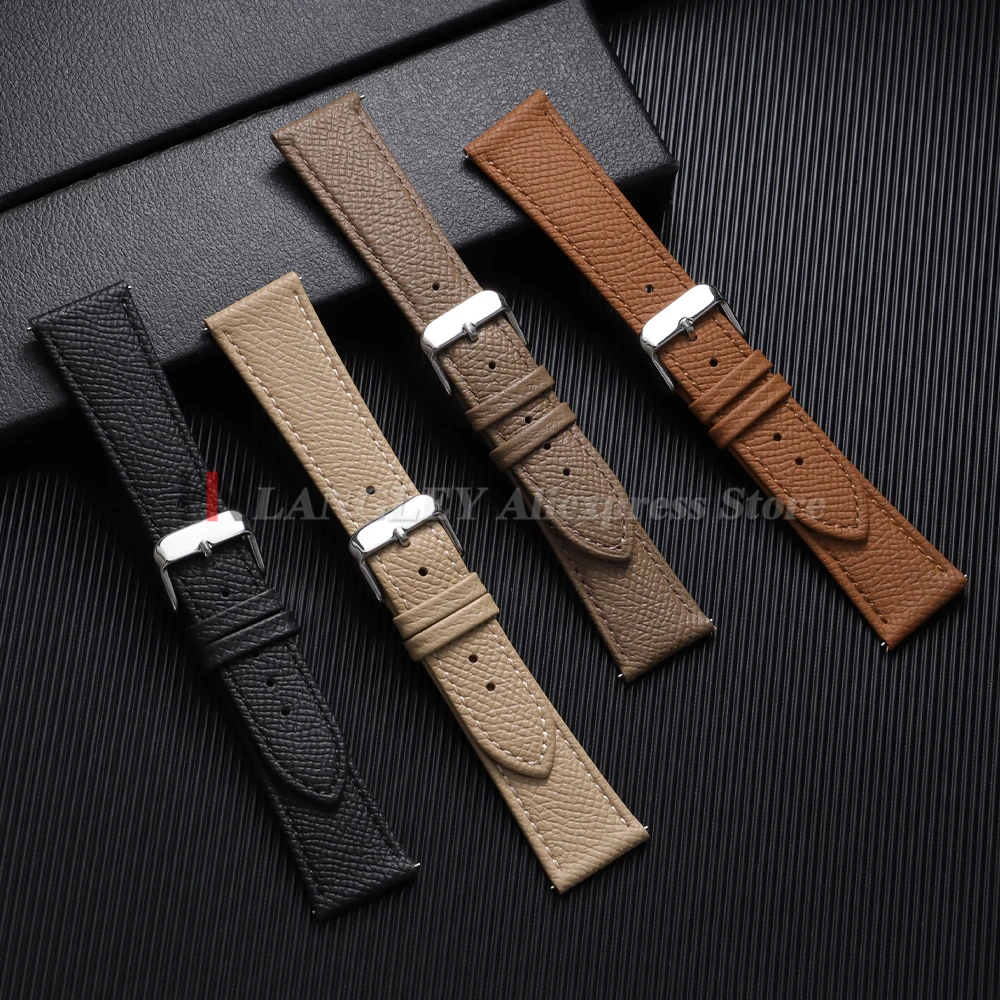 Leather Watch Strap 16/18mm 19mm 20mm 21mm 22mm Epsom Leather Watchband Quick Release Watch Band Handmade Palm Pattern Wristband