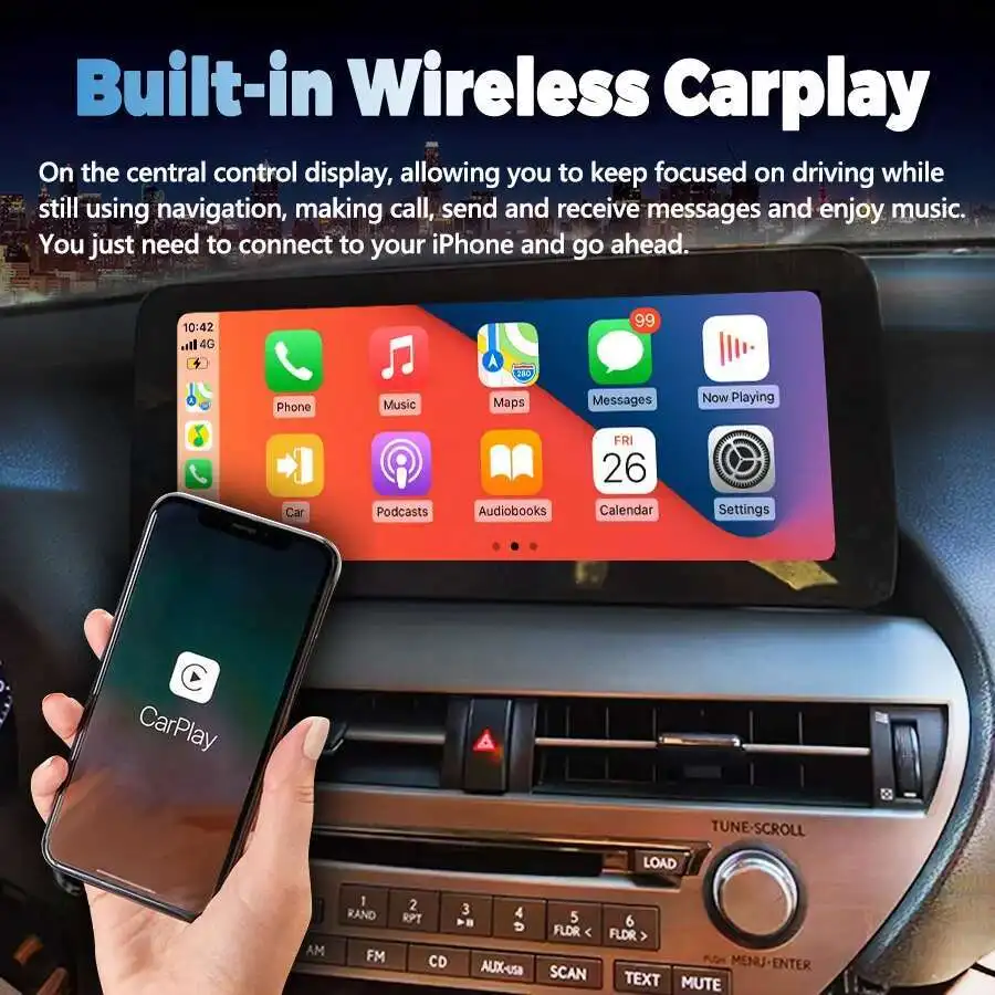 12.3 "سيارة الوسائط المتعددة مشغل فيديو CarPlay رئيس وحدة لكزس RX450h 2012 RX RX270 RX350 2016-2019 256GB نظام تحديد المواقع أندرويد 14 شاشة