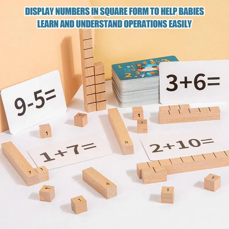 Matemática Manipulativos Contando Cubos com Atividade Cartões, Brinquedos De Madeira Criança, Pré-escolar Matemática Manipulatives Toy, Homeschool