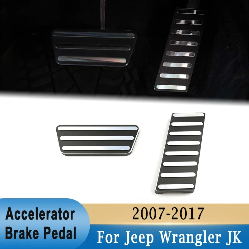 Car Accelerator Brake Pedal Kick Panel Sport Model Adjustable for Jeep Wrangler JK 2007-2017 6061-T6 Aviation Aluminum Non-Slip