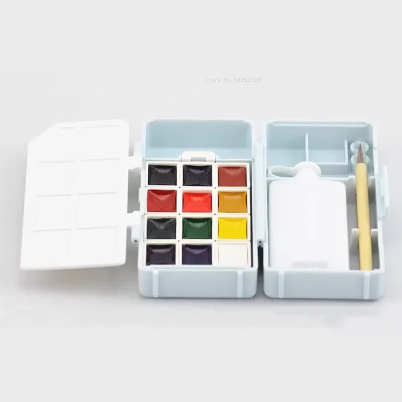 12-color Solid Transparent Watercolor Pigment Set Artist Sketching Travel Painting Water Color Palette Portable Art Supplies