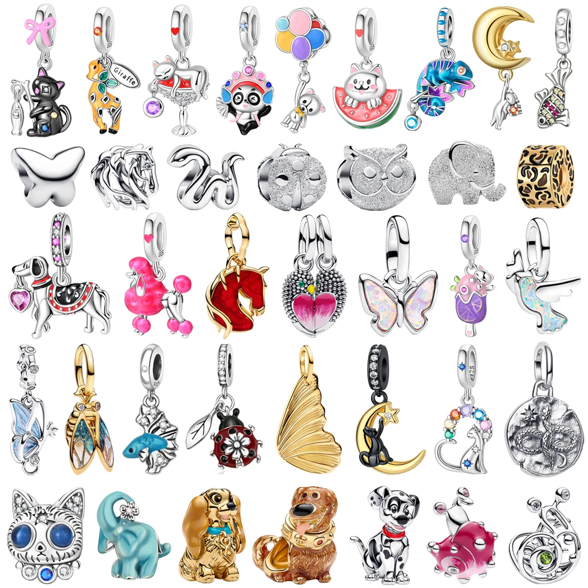 

Новые подвески из серебра 925 пробы с милыми животными: бабочка, собака, кошка, слон, подходят для женских браслетов, ожерелий, украшений, подарков.