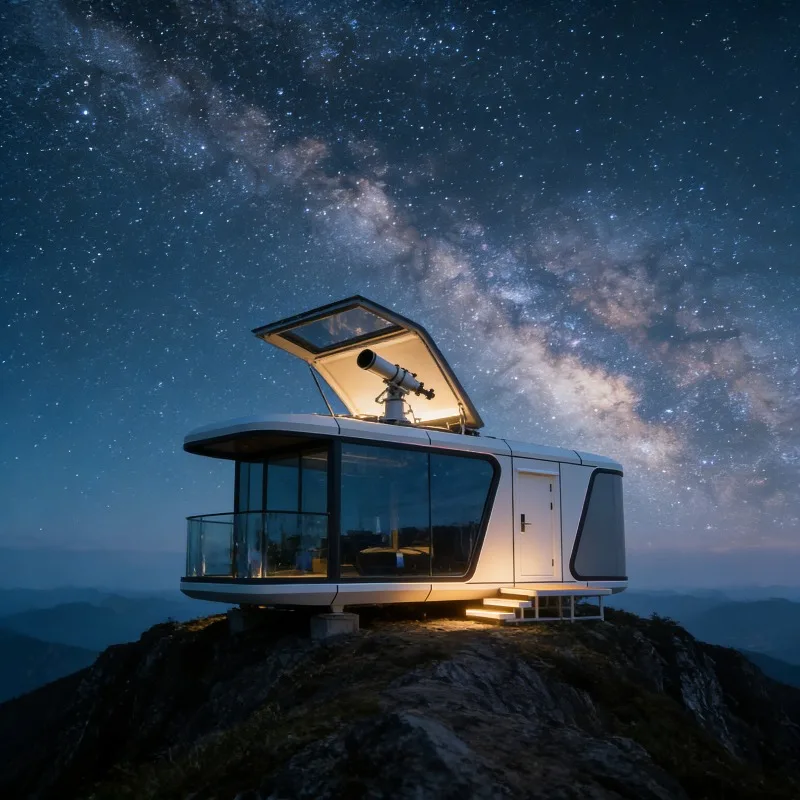 Modern Space Capsule Pod Prefab House Foldable Mobile Home Tiny Cabin Steel Structure for Outdoor Camping Resort Use