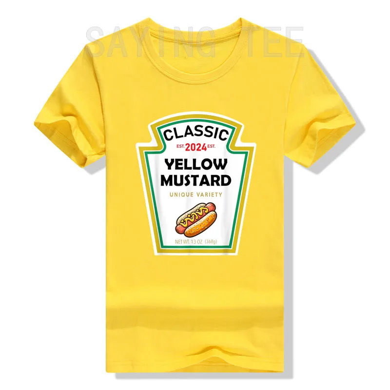 

Classic Yellow Mustard Halloween 2024 Costume Family Matching Ketchup Sauce Costume T-Shirt Gift Short Sleeve Blouses Saying Tee