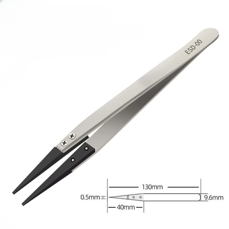 Stainless Steel Anti-Static Interchangeable Ceramic Tweezers - Corrosion-Resistant with Carbon Fiber Tips for Easy Carry