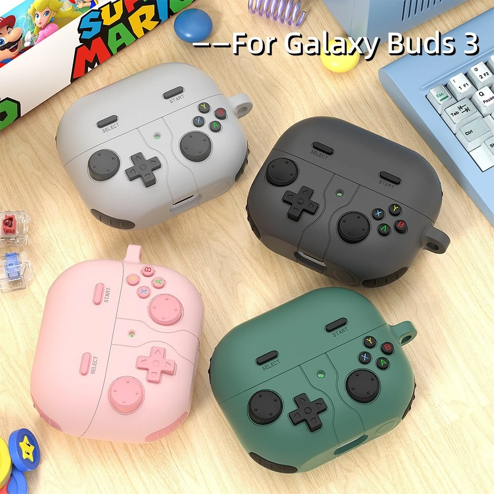 Vintage 3D Game Silicone Earphone Case For Samsung Galaxy Buds3/3pro/3FE Case Headphone Coque Funda Shockproof Shell With Hook