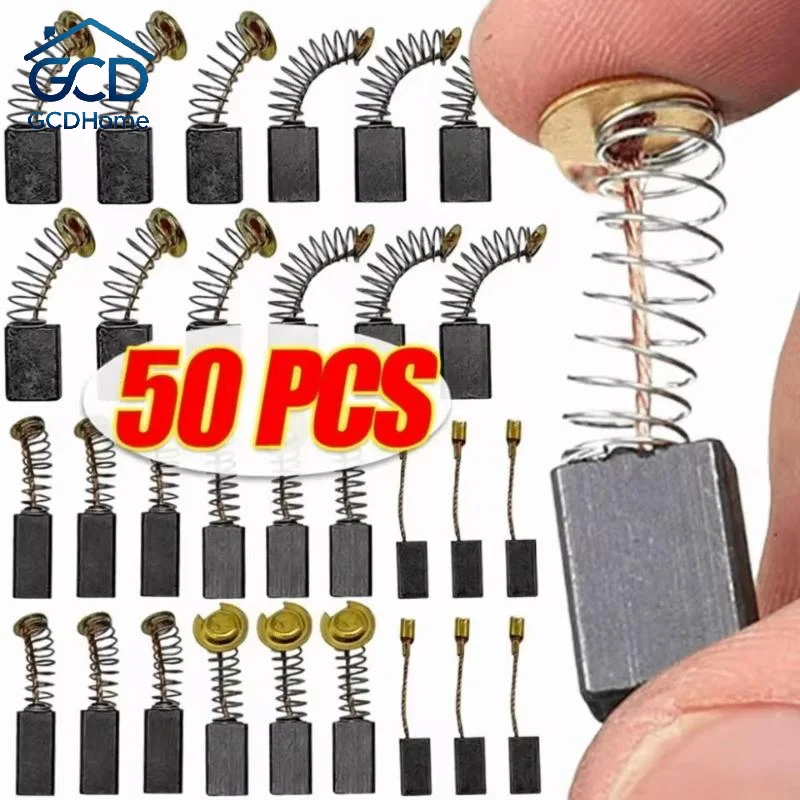 50pcs Heavy-Duty Carbon Brush With Metal Bases - For Drills, Sanders, Grinders, Motors - Durable Motor Repair Parts Kit