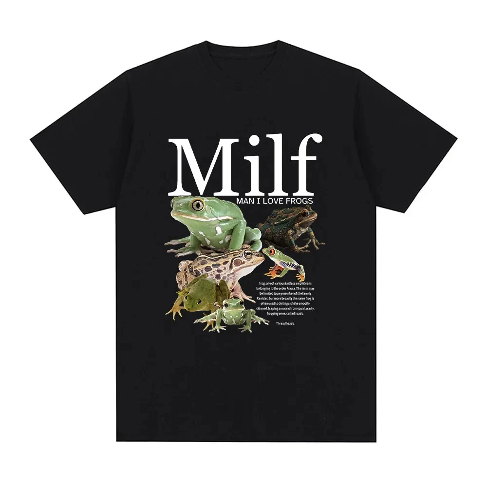 MILF Man I Love Frogs T Shirt Funny Frog Amphibian Lovers Vintage Unisex T-shirts Men Cotton Oversized Short Sleeve Tee Shirt