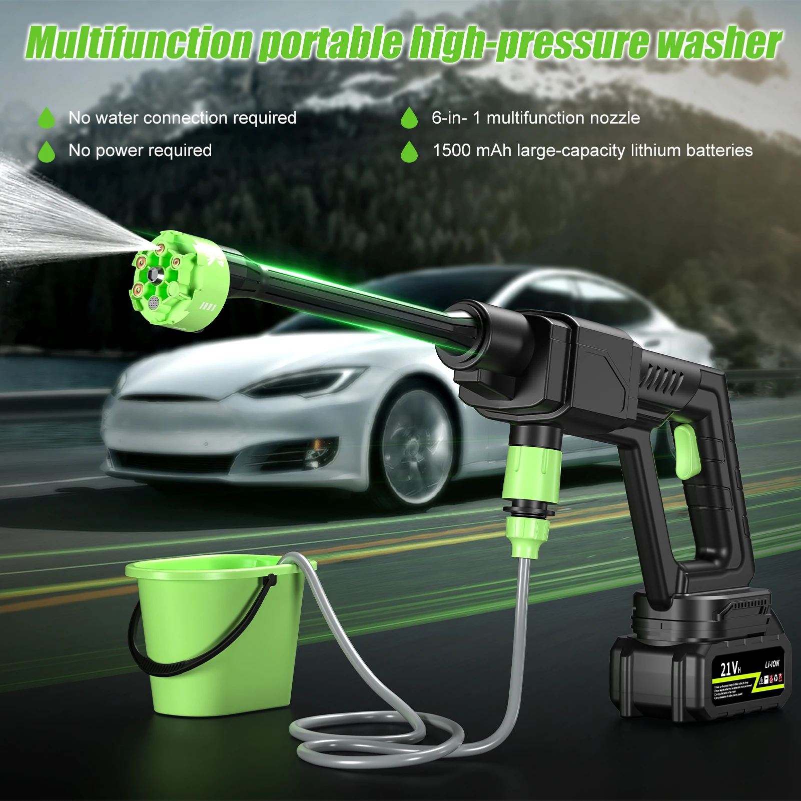 Brushless High Pressure Car Washer Gun 6 IN 1 Electric Garden Washing Water Wash Spray Gun Cordless Pressure Washer