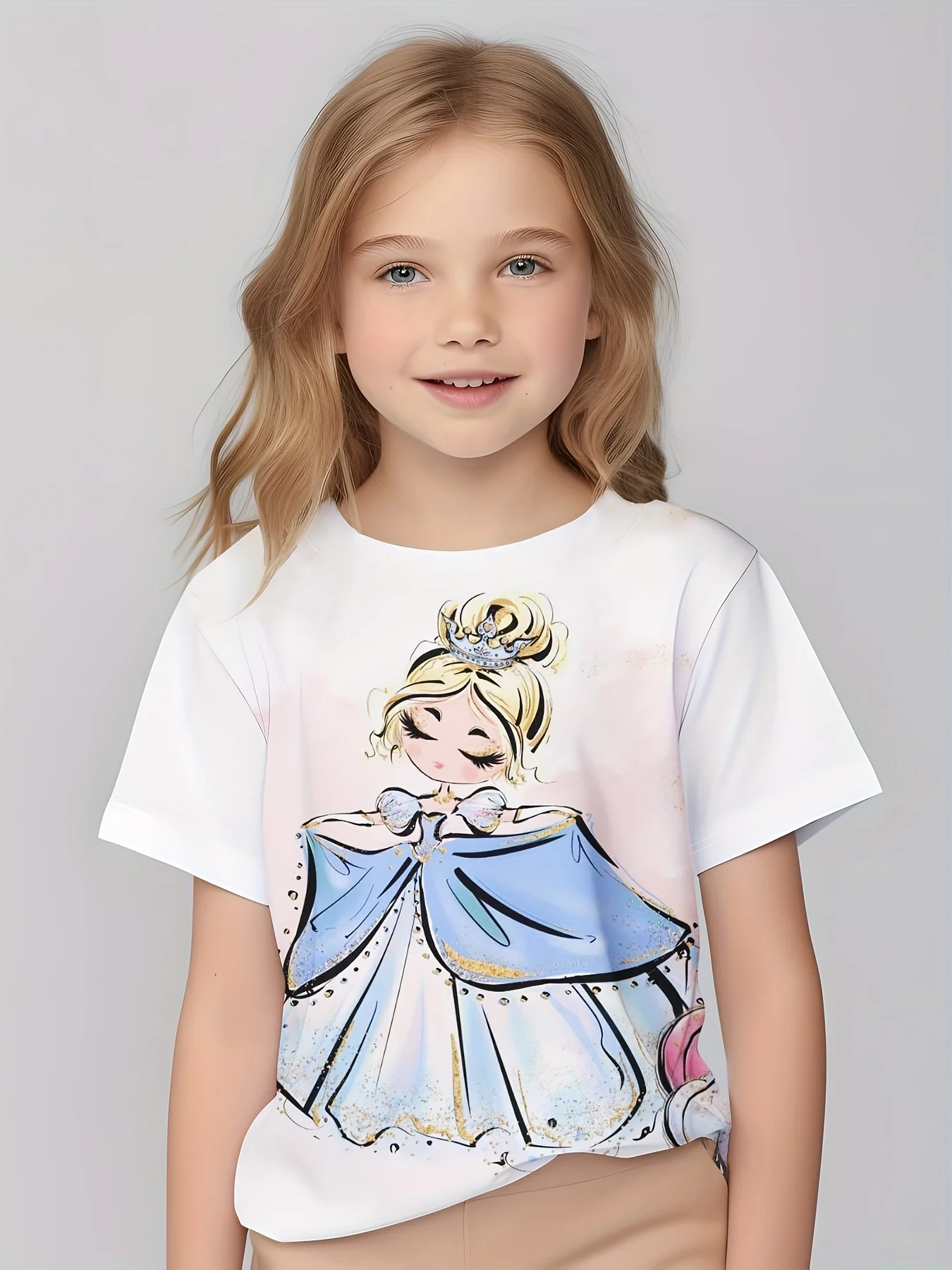 2024 New Versatile Cartoon Princess Graphic 3d Printed Short Sleeve T Shirt For Girls Summer Gift Outdoor T Shirt Tops Clothing