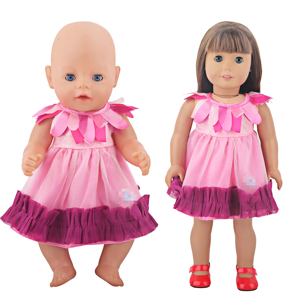 

Pink Purple Two-tone Dress For American 18 Inches Dolls Cute Lace Skirt Clothing For 43cm Baby New Born&OG,Russia DIY Girl Dolls