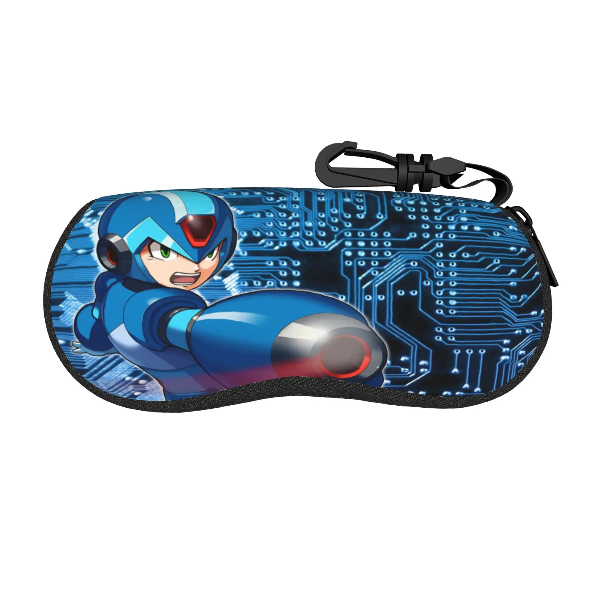 Kawaii Mega man Glasses Case Lightweight Zipper  Eyewear Storage Box Cartoon Eyewear Container