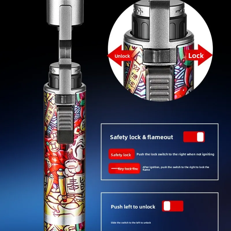 Large Fire Welding Gun Windproof Blue Flame Butane Gas Torch Lighter Bottle Opener Safety Lock Fire Switch Kitchen Cigar Lighter - Image 5