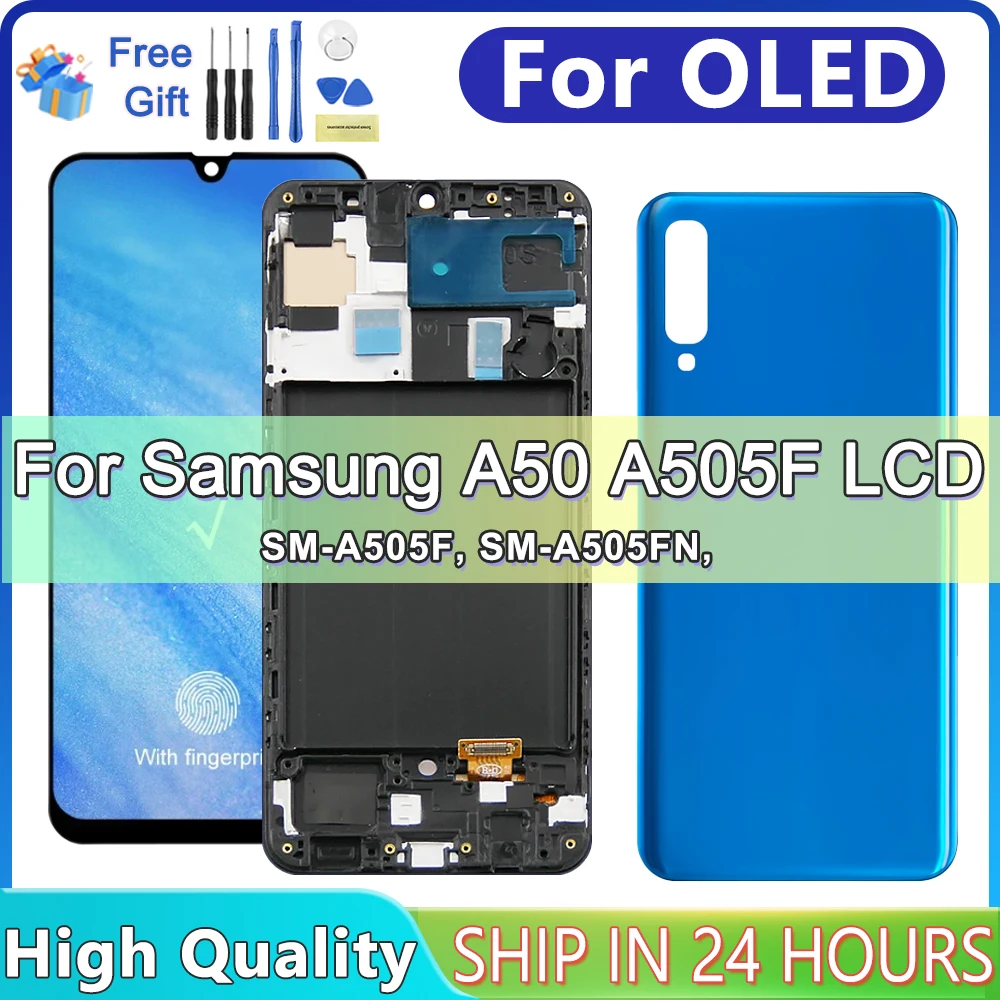 

6.4'' Display Screen A50 A505 with Frame, Tested for Samsung Galaxy A50 A505G A505F/DS LCD Display Touch Screen Digitizer Parts