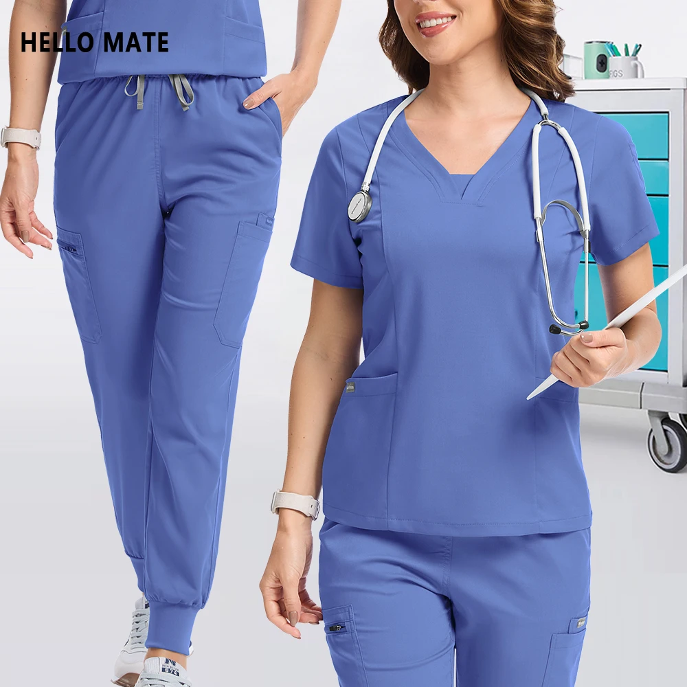 

Новая клиническая спецодежда, топ для кормления, брюки, унисекс, медицинская форма, мужской и женский костюм для красоты, комплект скрабов для медсестры, униформа для врача-стоматолога