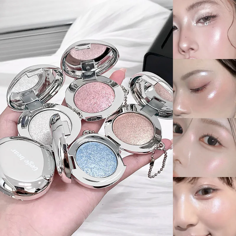 Star Diamond Shimmer Highlighter Cream - Portable Mirror Compact, Multi-Color Shimmer Finish, Ideal for Facial Highlight
